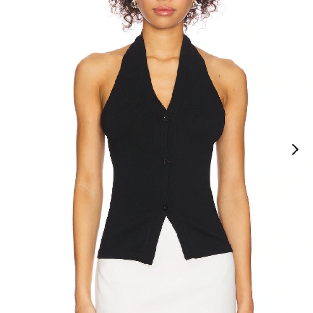 REVOLVE x All The Ways Alba Halter Vest Knit Top, Black - NWT